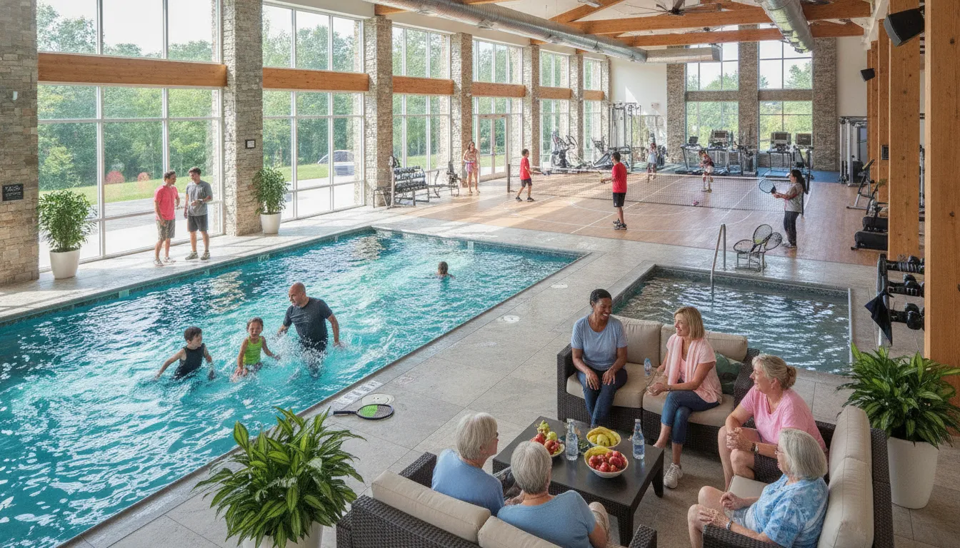 Family enjoying fitness, swimming, and racquet sports at The Wembley Club in Chagrin Falls Ohio