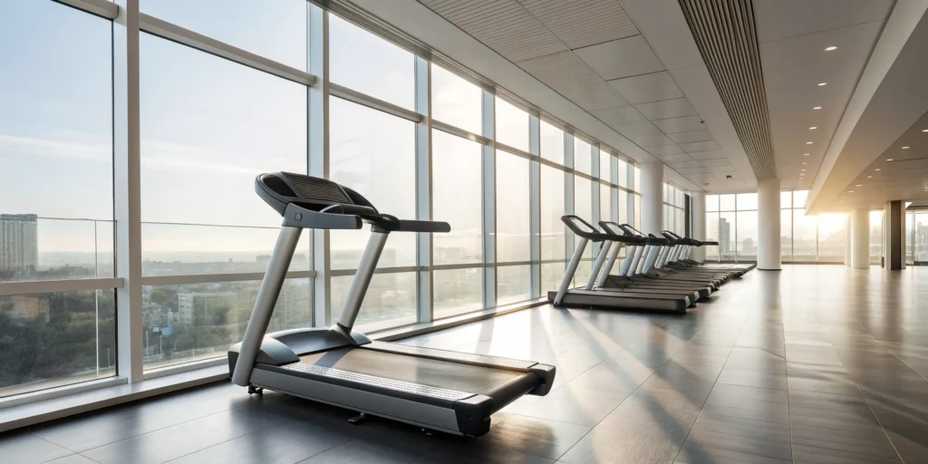 A person using an elliptical machine for a low-impact cardio workout.