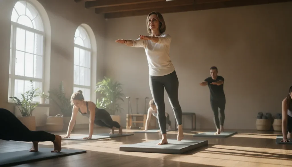 Pilates classes Chagrin Falls beginner practicing controlled movement