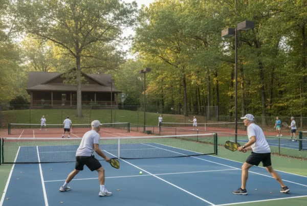 Players practicing racquet sports cross-training on a court at The Wembley Club